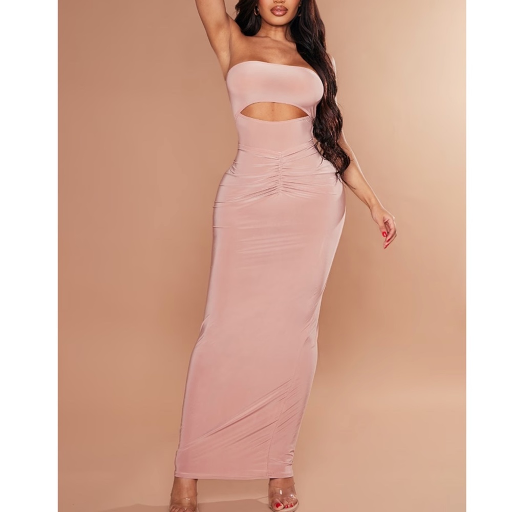 Rose Bodysuit Ruched Maxi Skirt Matching Set Stretch Shape Strapless